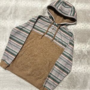 Hooey Gray and Green Striped Hoodie